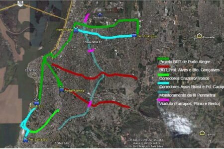 Mapa de apresentação dos projetos BRT e Portais da Cidade, muito discutidos até serem abandonados. Imagem: Divulgação
