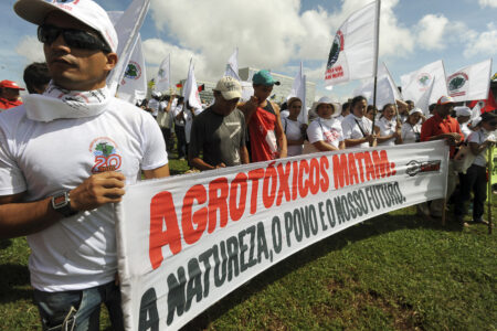 Mobilização, em Brasília, contra flexibilização da legislação sobre uso de agrotóxicos. (Foto: Marcello Casal Jr./Agência Brasil)