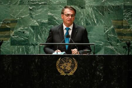 Jair Bolsonaro em discurso na ONU.
Foto: Alan Santos/PR