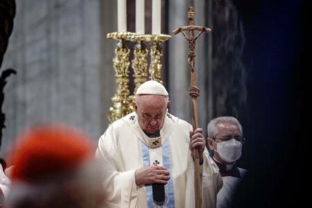 Papa Francisco celebra missa na Basílica de São Pedro. Foto:  ANSA/GIUSEPPE LAMI