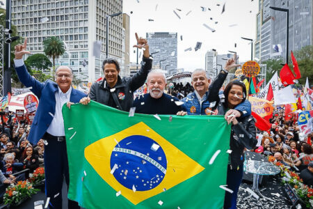 Alckmin, Haddad, Lula, Márcio França e Lúcia França | Foto: Ricardo Stuckert
