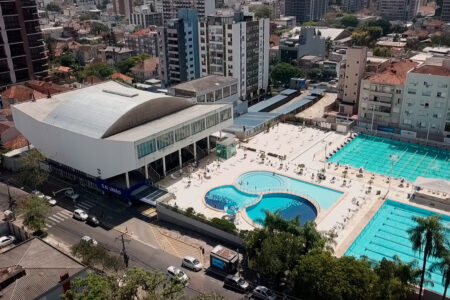 Vista aérea do Grêmio Náutico União, tradicional clube onde aconteceu o caso de racismo contra o cantor Seu Jorge. Foto: Divulgação/ASBEA-GNU
