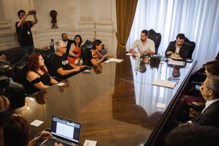 Reunião do CPERS com Eduardo Leite para discutir o reajuste salarial da categoria. | Foto: Joana Berwanger/Sul21