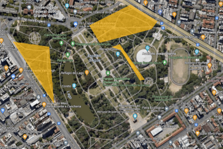Governo Melo determinou três novas áreas (em amarelo) para feiras; expositores reclamam que locais têm pouco fluxo de  pessoas. Foto: Repdorução