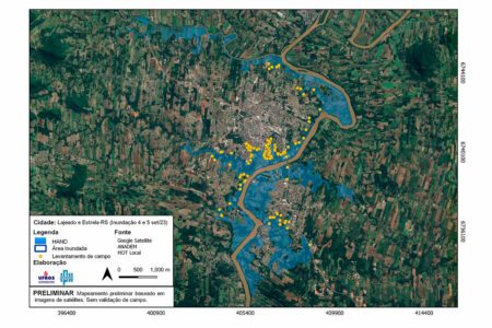 Estudo da UFRGS e da Univates mapeia áreas inundadas no Vale do Taquari