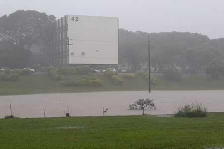 Campus da UFSM com alto volume de água em função das chuvas. (Foto: ASCOM/UFSM)